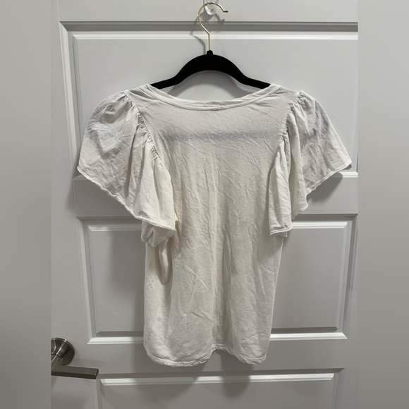 A.L.C. White Flutter Sleeve Cotton Shirt - Picture 4 of 5